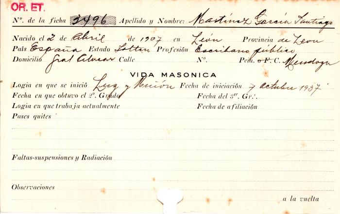 Ficha de miembro de Santiago Martinez Garcia.