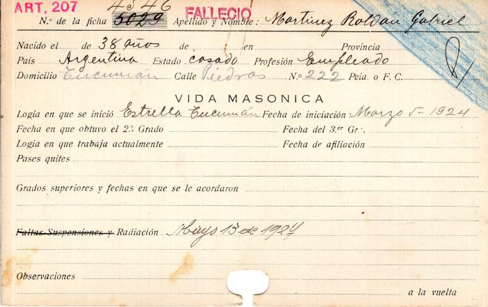 Ficha de miembro de Gabriel Martinez Roldan.