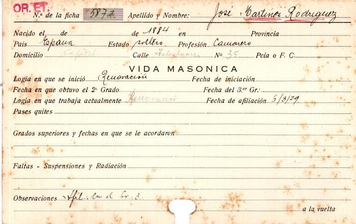 Ficha de miembro de José Martinez Rodriguez.