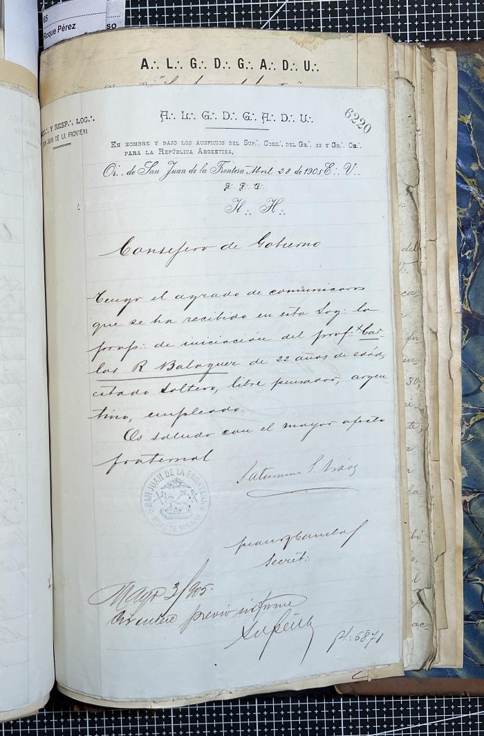 Documentación de R:. L:. San Juan de la Frontera N° 33.