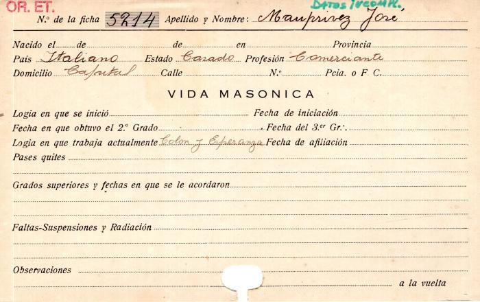 Ficha de miembro de José Mauprivez.