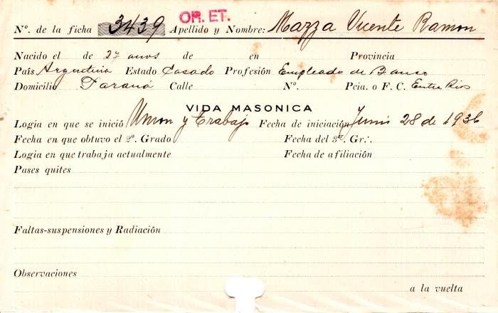 Ficha de miembro de Vicente Ramón Mazza.