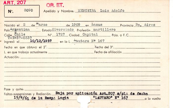 Ficha de miembro de Luis Adolfo Meceira.
