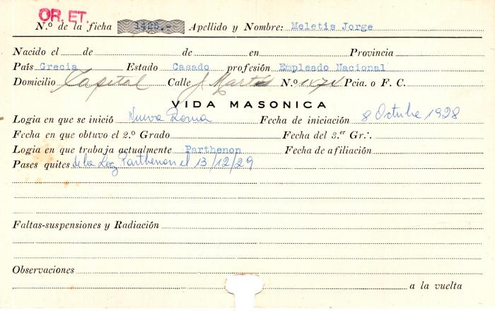 Ficha de miembro de Jorge Meletis.