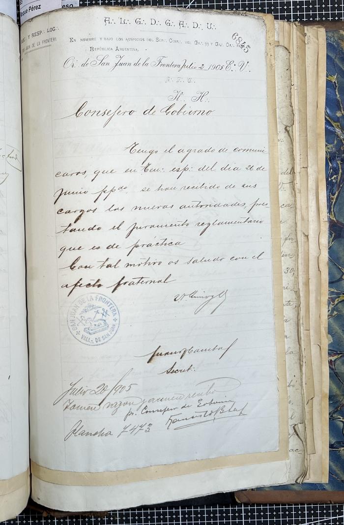 Documentación de R:. L:. San Juan de la Frontera N° 33.