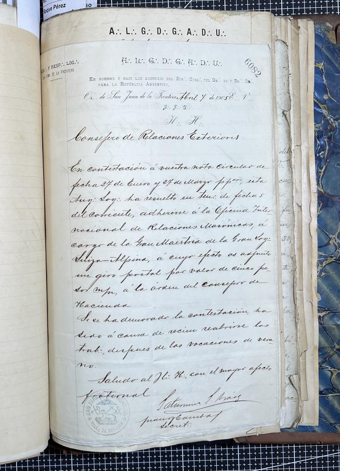 Documentación de R:. L:. San Juan de la Frontera N° 33.