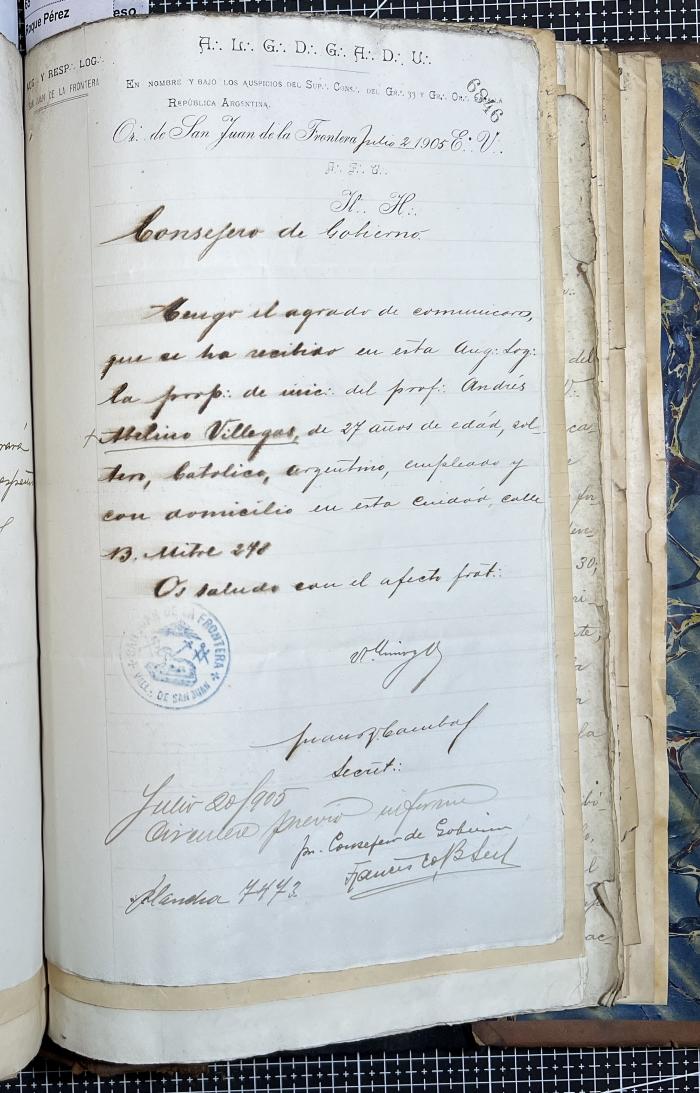 Documentación de R:. L:. San Juan de la Frontera N° 33.