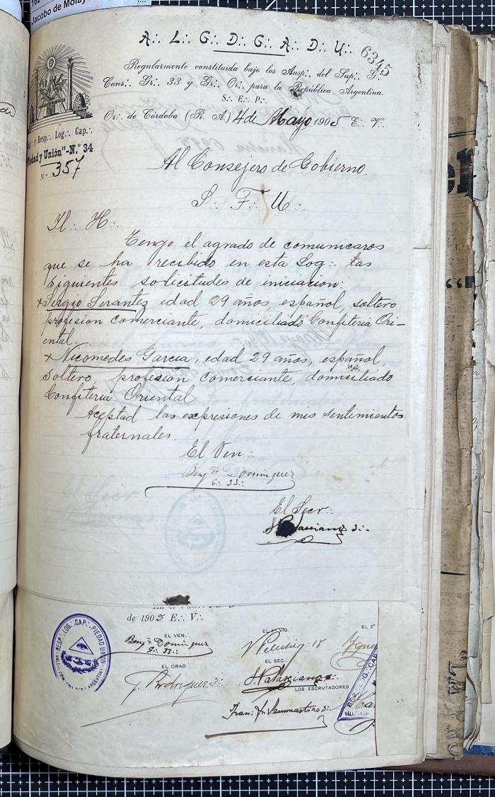 Documentación de R:. L:. Piedad y Unión N° 34.