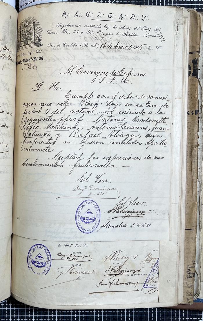 Documentación de R:. L:. Piedad y Unión N° 34.