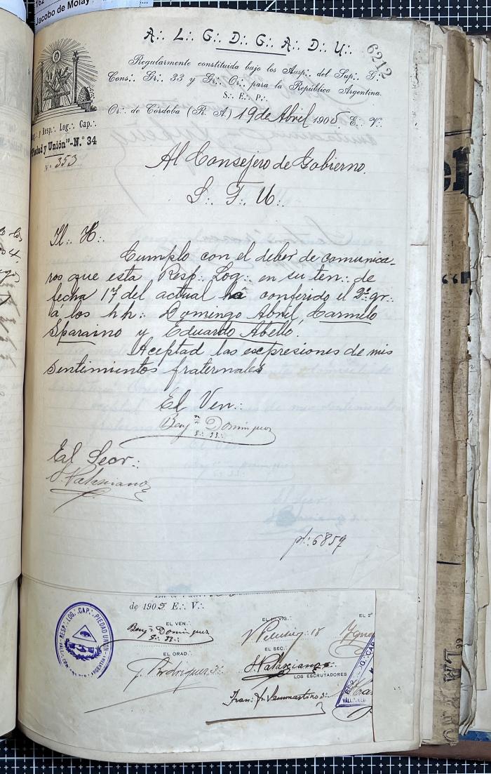 Documentación de R:. L:. Piedad y Unión N° 34.