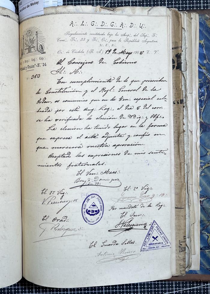Documentación de R:. L:. Piedad y Unión N° 34.