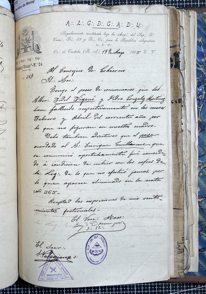 Documentación de R:. L:. Piedad y Unión N° 34.