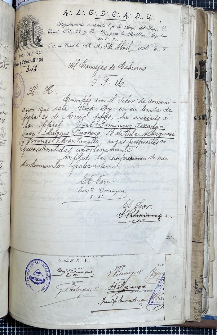Documentación de R:. L:. Piedad y Unión N° 34.