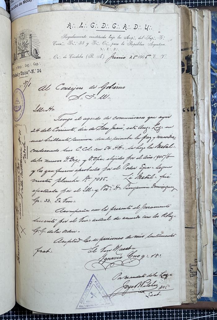 Documentación de R:. L:. Piedad y Unión N° 34.