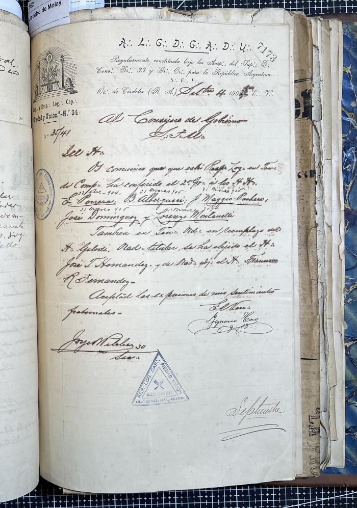 Documentación de R:. L:. Piedad y Unión N° 34.