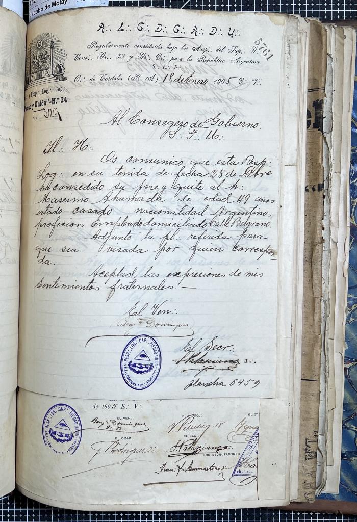 Documentación de R:. L:. Piedad y Unión N° 34.