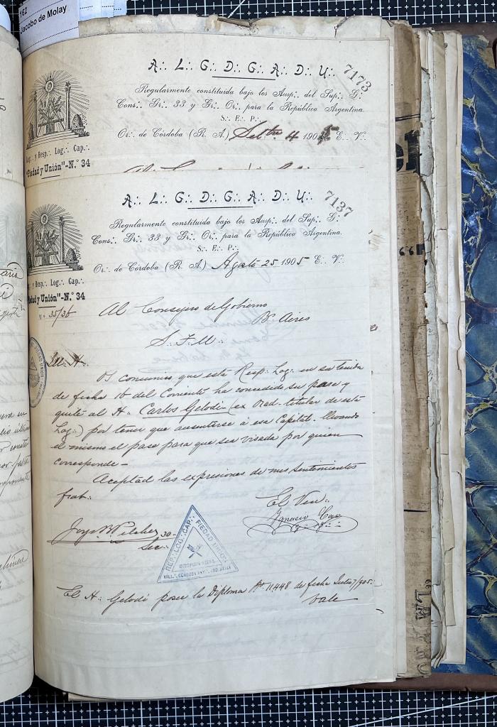 Documentación de R:. L:. Piedad y Unión N° 34.
