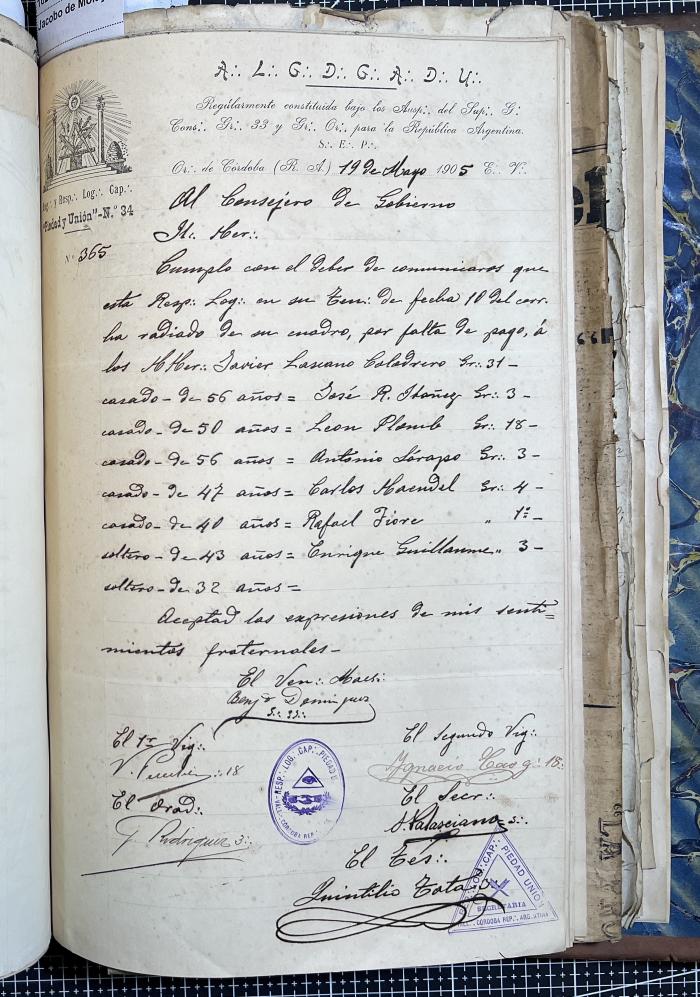 Documentación de R:. L:. Piedad y Unión N° 34.