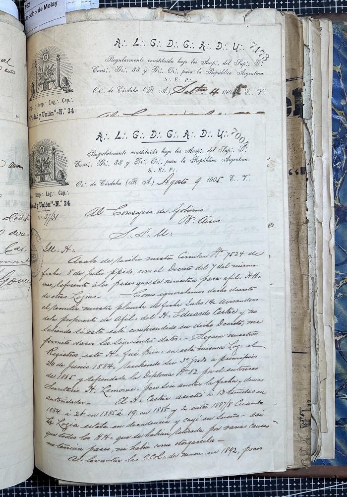 Documentación de R:. L:. Piedad y Unión N° 34.