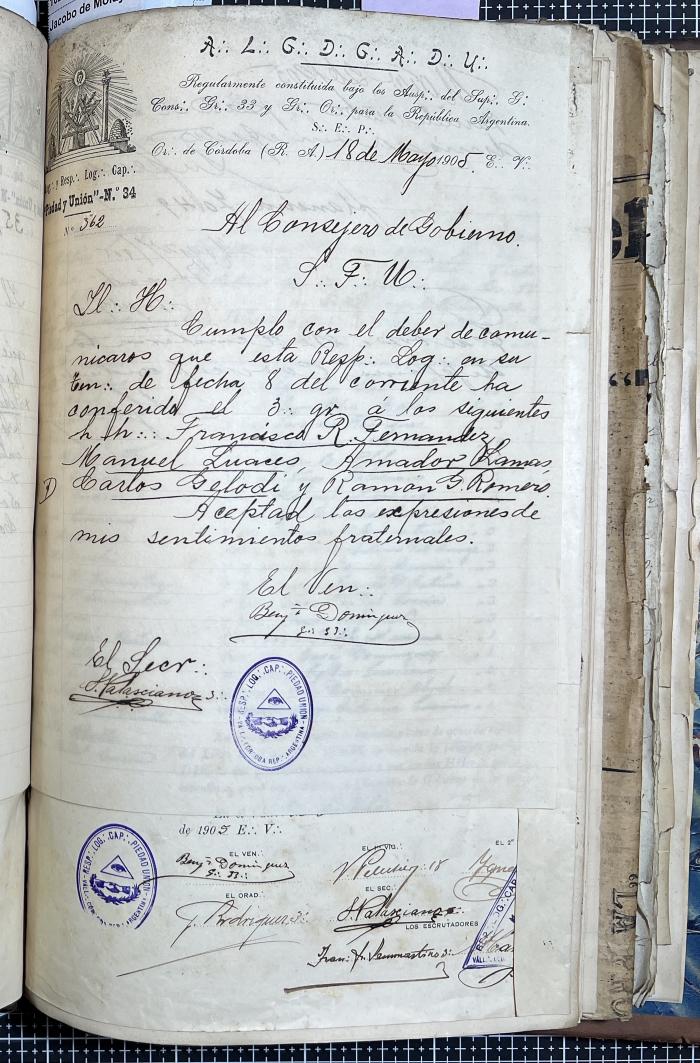 Documentación de R:. L:. Piedad y Unión N° 34.