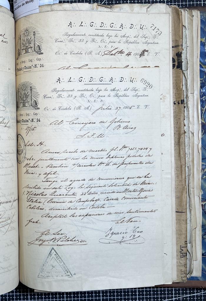 Documentación de R:. L:. Piedad y Unión N° 34.