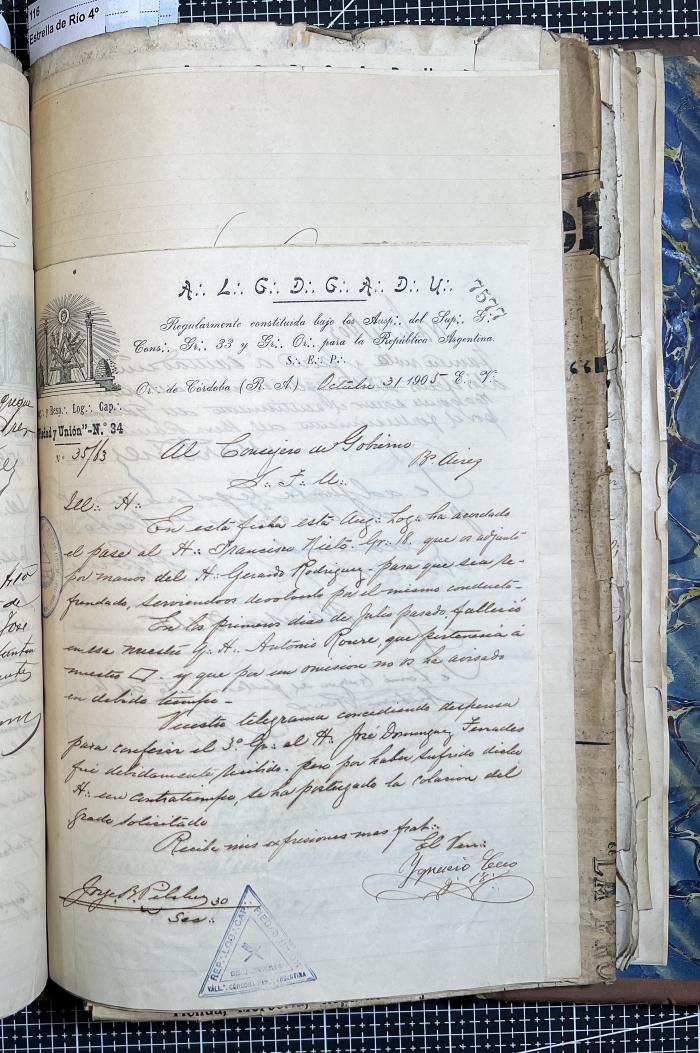 Documentación de R:. L:. Piedad y Unión N° 34.