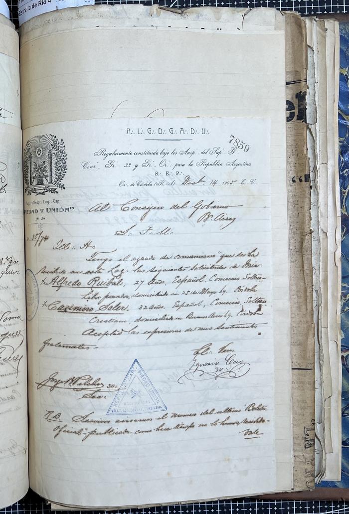 Documentación de R:. L:. Piedad y Unión N° 34.