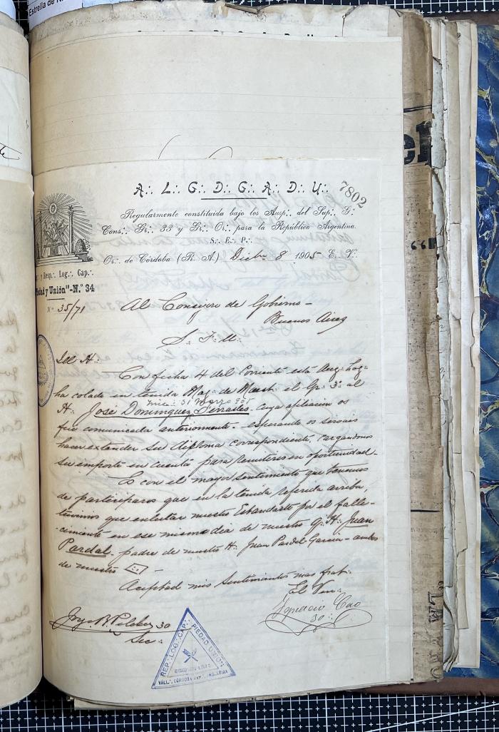 Documentación de R:. L:. Piedad y Unión N° 34.