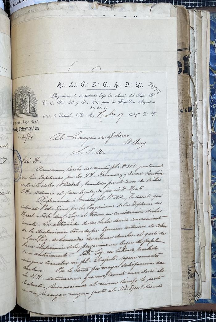 Documentación de R:. L:. Piedad y Unión N° 34.