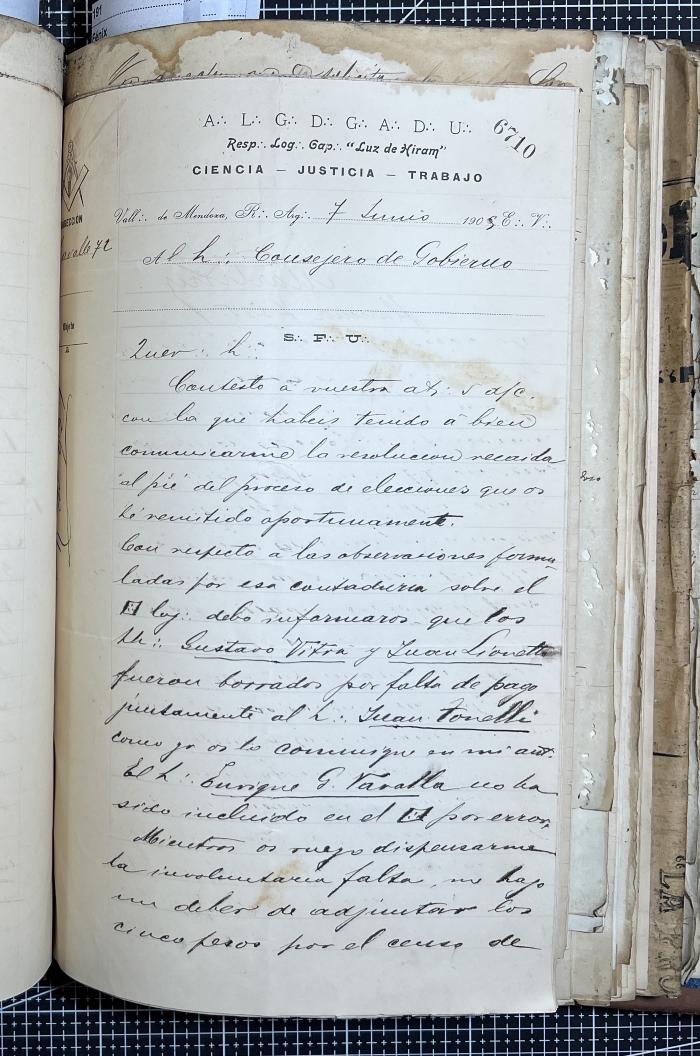 Documentación de R:. L:. Luz de Hiram N° 35.