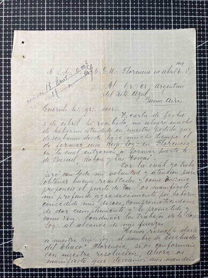 Documentación de R:. L:. Luchador del Chaco Nº 151.