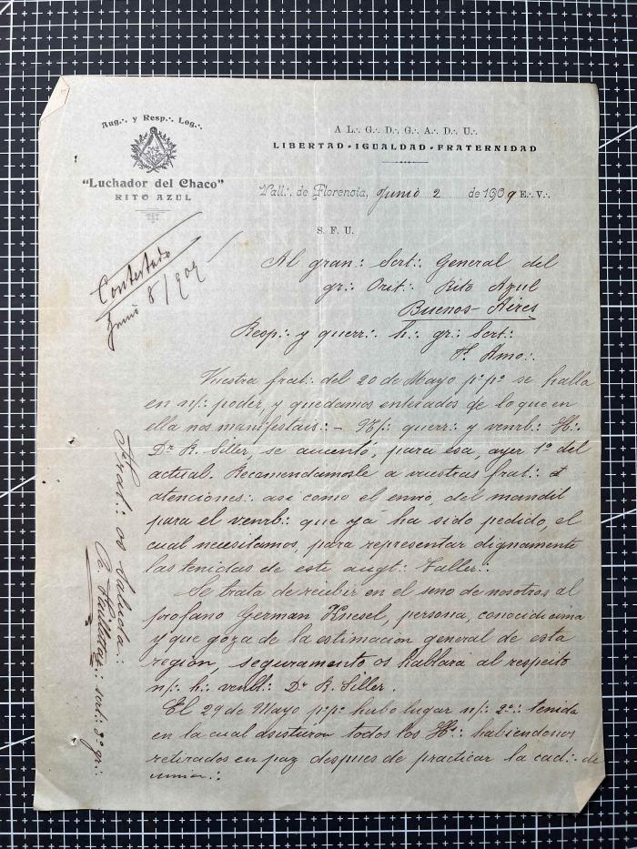 Documentación de R:. L:. Luchador del Chaco Nº 151.