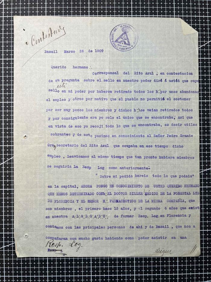 Documentación de R:. L:. Luchador del Chaco Nº 151.