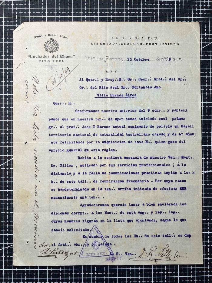 Documentación de R:. L:. Luchador del Chaco Nº 151.