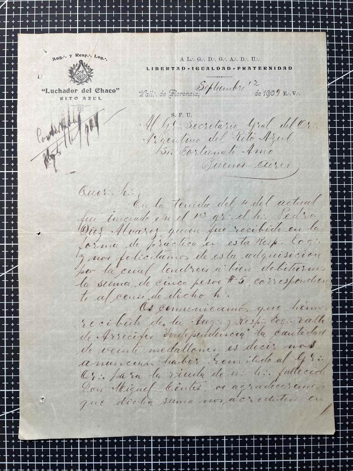 Documentación de R:. L:. Luchador del Chaco Nº 151.
