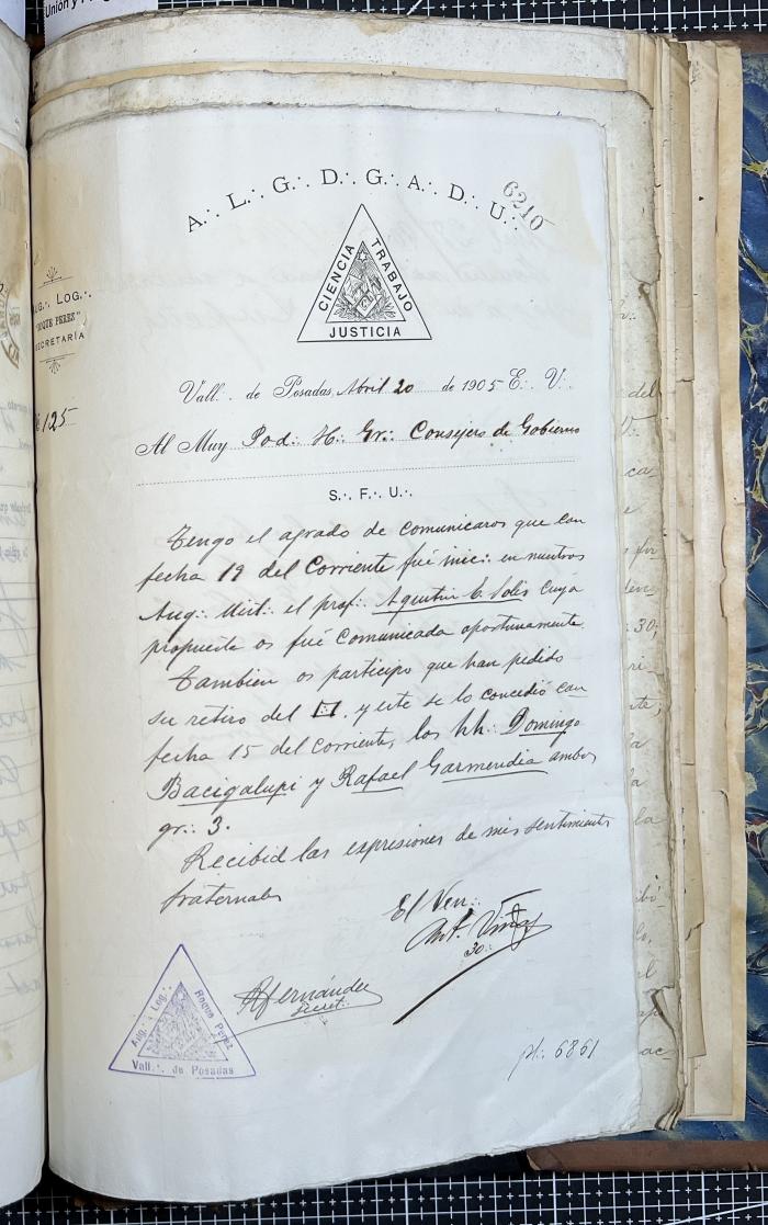 Documentación de R:. L:. Roque Pérez Nº 65.