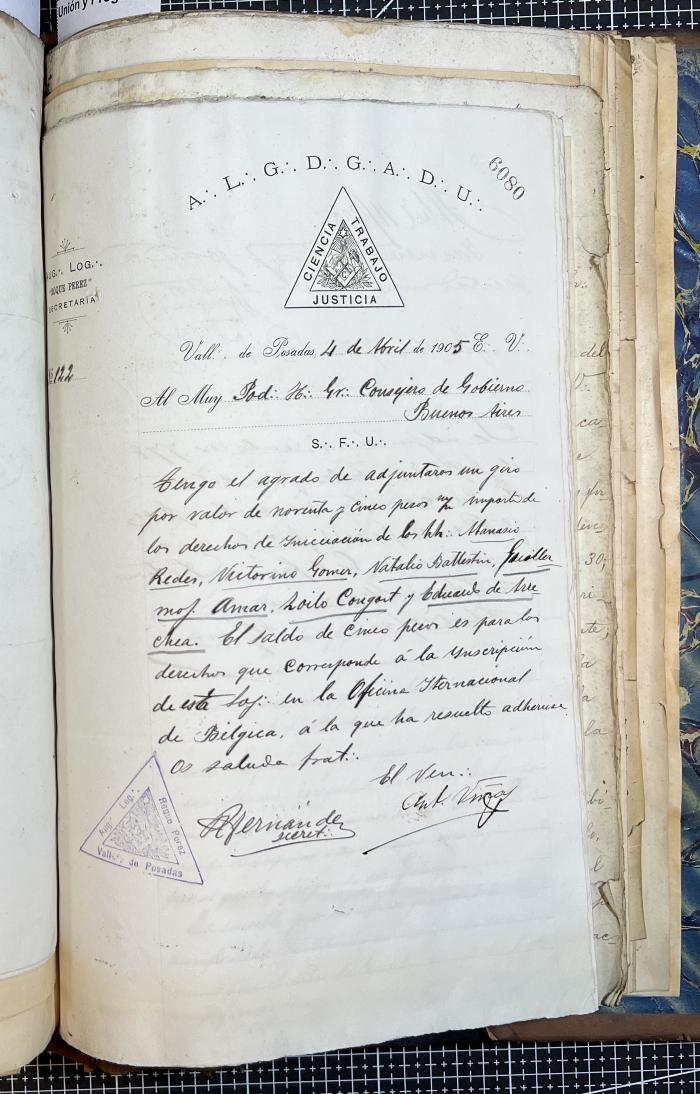 Documentación de R:. L:. Roque Pérez Nº 65.