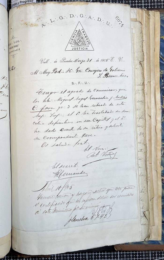 Documentación de R:. L:. Roque Pérez Nº 65.