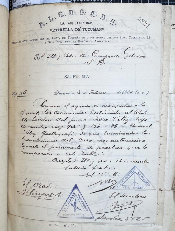 Documentación de R:. L:. Estrella de Tucumán Nº 71.