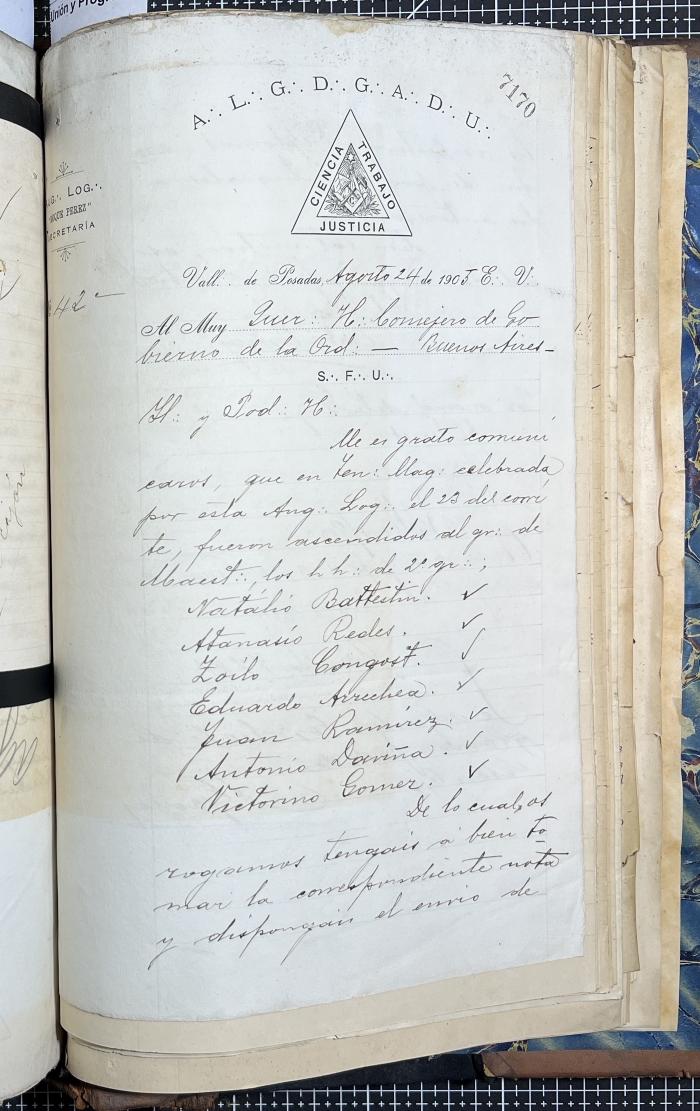 Documentación de R:. L:. Roque Pérez Nº 65.