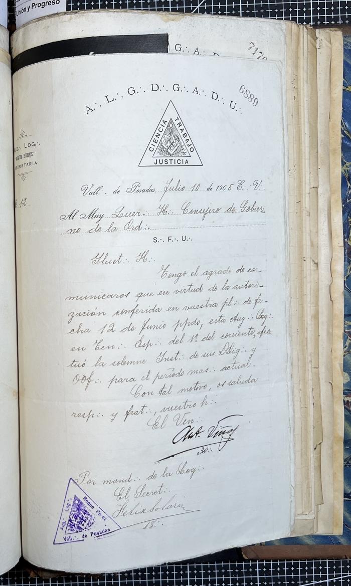 Documentación de R:. L:. Roque Pérez Nº 65.