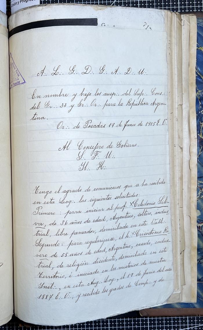 Documentación de R:. L:. Roque Pérez Nº 65.