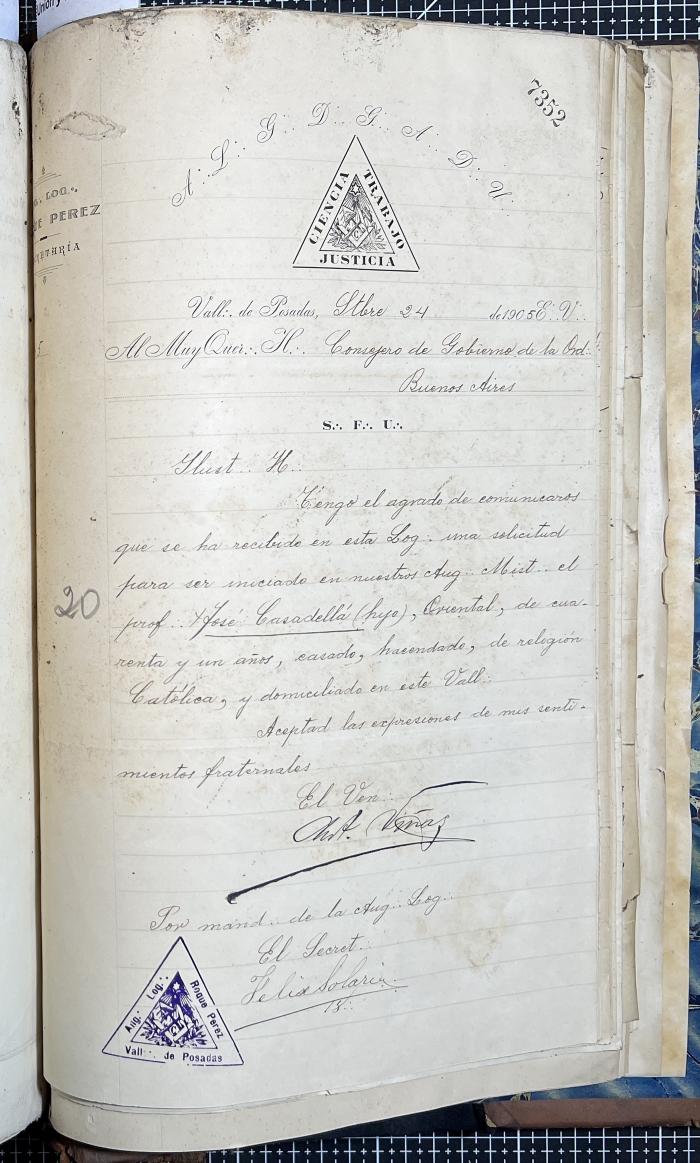 Documentación de R:. L:. Roque Pérez Nº 65.