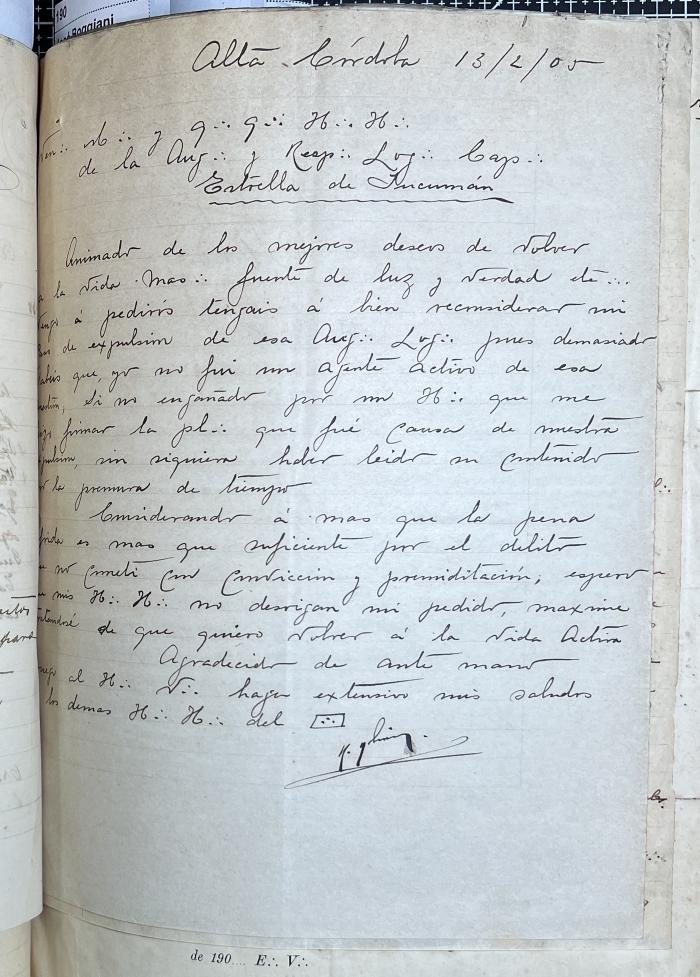 Documentación de R:. L:. Estrella de Tucumán Nº 71.