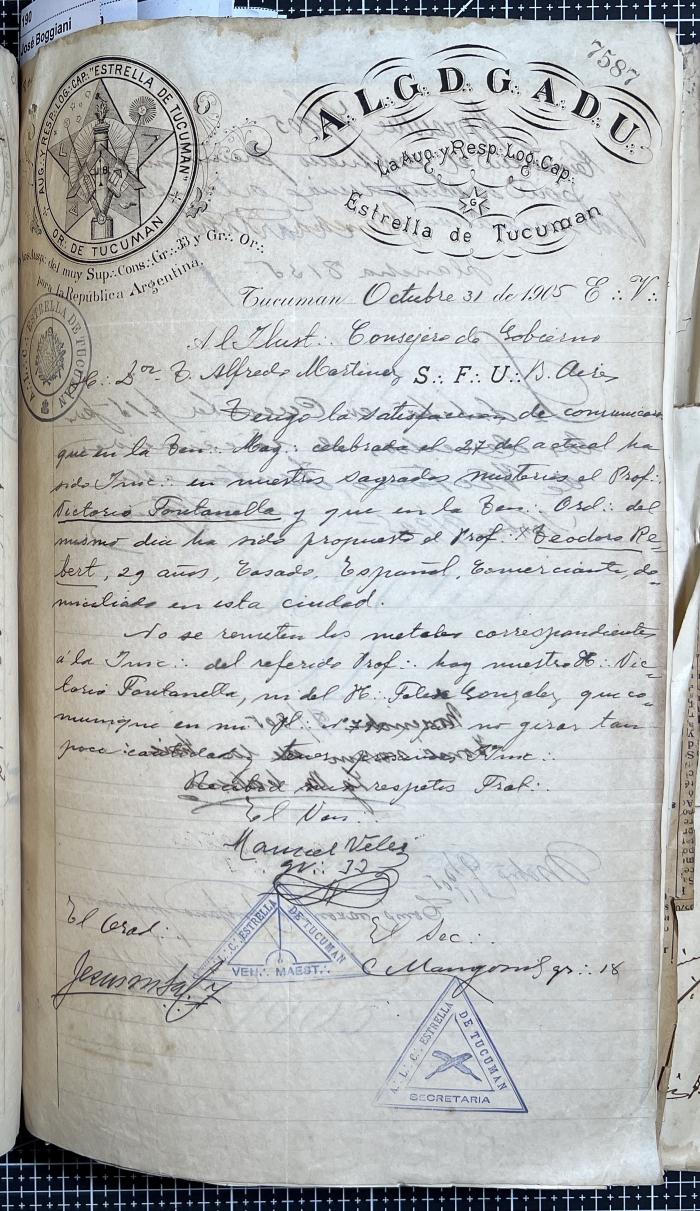 Documentación de R:. L:. Estrella de Tucumán Nº 71.