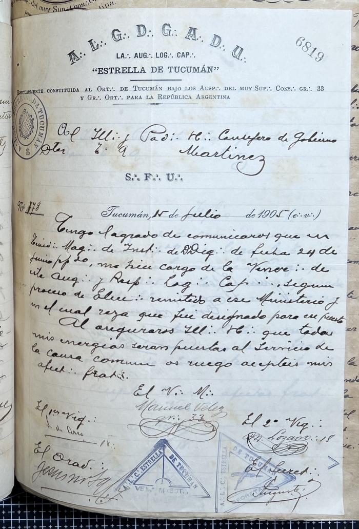 Documentación de R:. L:. Estrella de Tucumán Nº 71.