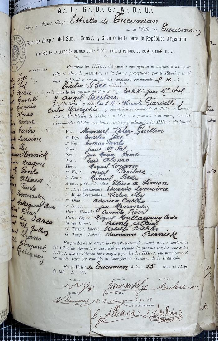Documentación de R:. L:. Estrella de Tucumán Nº 71.