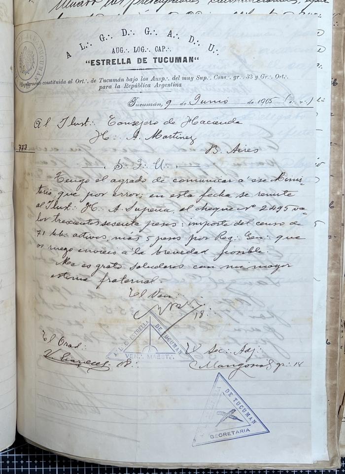 Documentación de R:. L:. Estrella de Tucumán Nº 71.