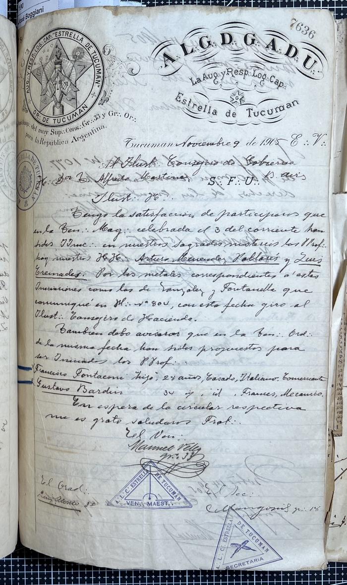 Documentación de R:. L:. Estrella de Tucumán Nº 71.