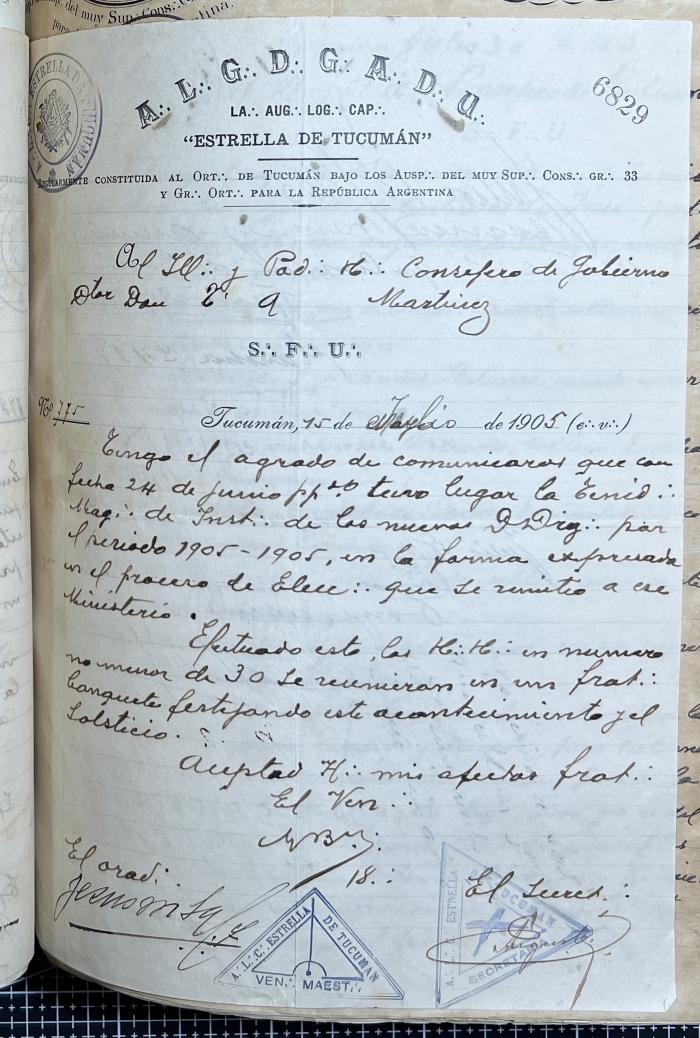 Documentación de R:. L:. Estrella de Tucumán Nº 71.
